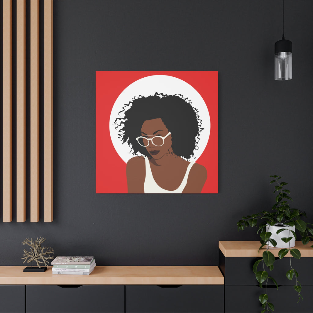 Afro Woman with Glasses — Canvas Art