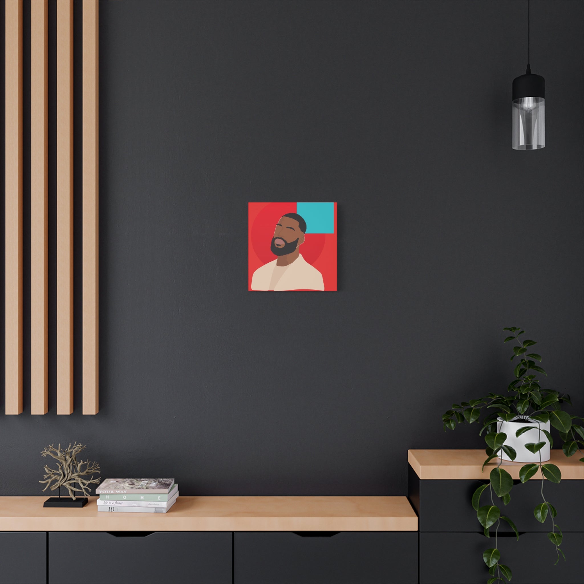 Male Modern Red & Teal — Canvas Art