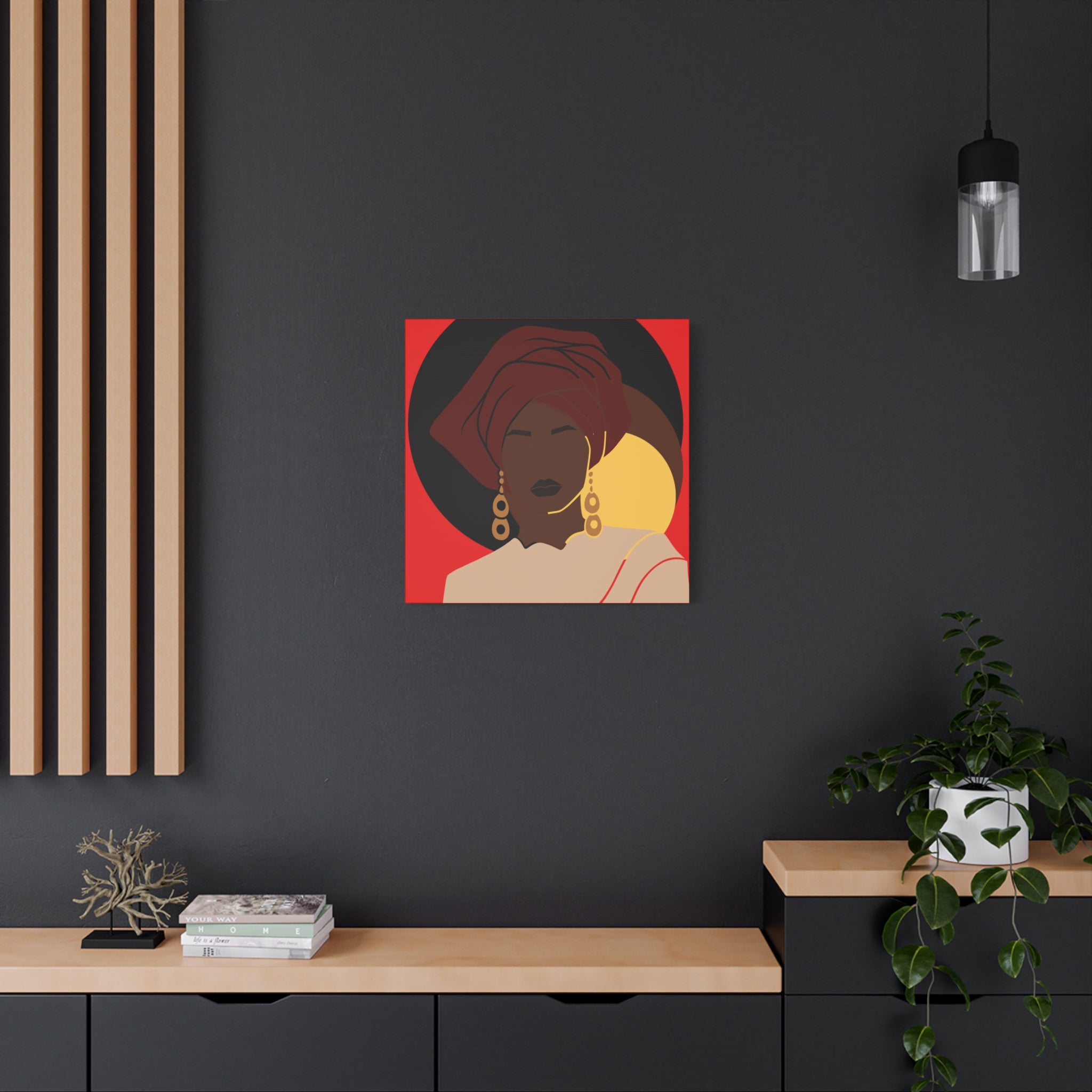 African Woman Black, Brown, and Yellow — Canvas Art