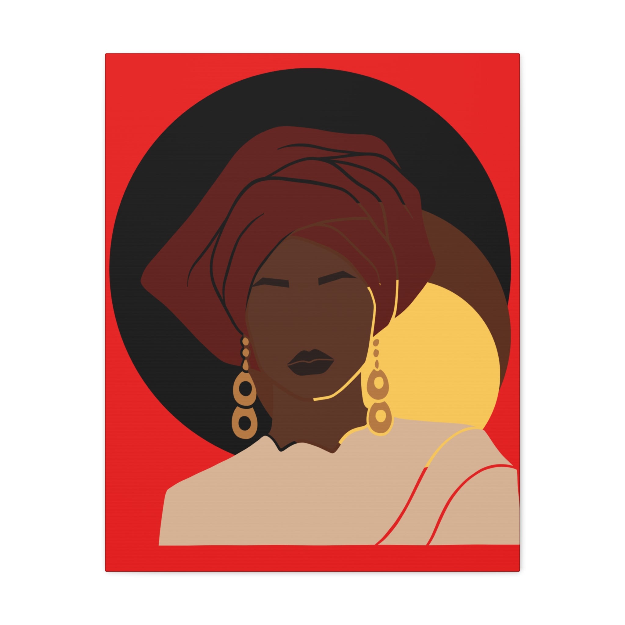 African Woman Black, Brown, and Yellow — Canvas Art