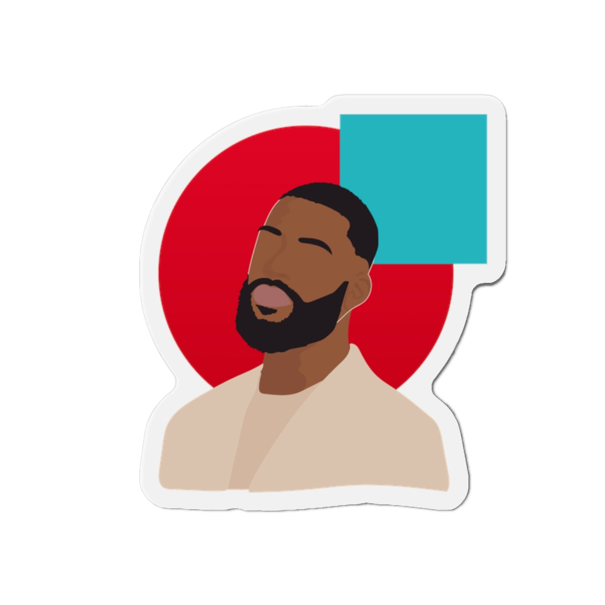 Minimal Portrait Magnet with Bold Red Circle & Teal Accent — Magnets