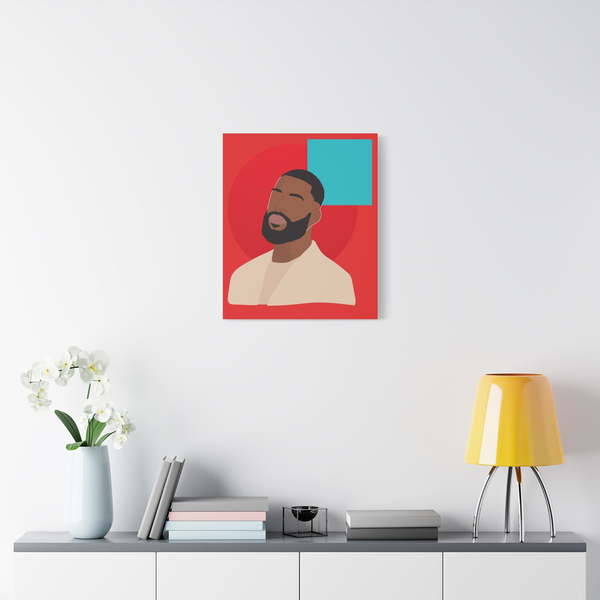 Male Modern Red & Teal — Canvas Art