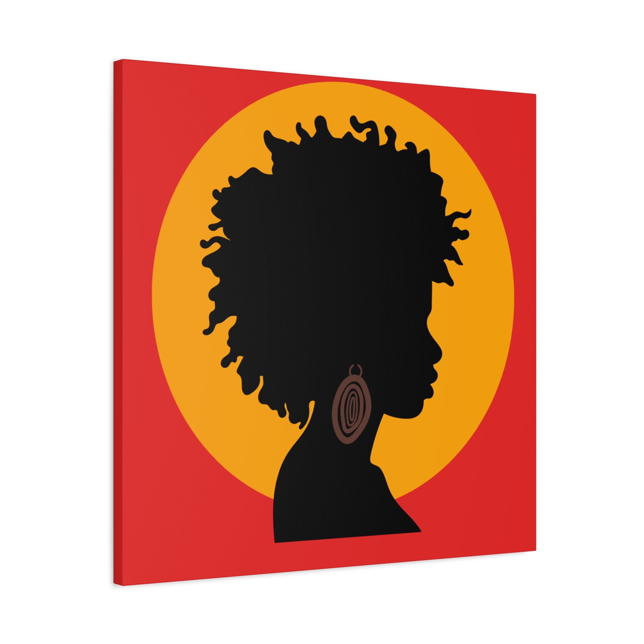 Black Woman Profile with Afro & Earring - Canvas Art