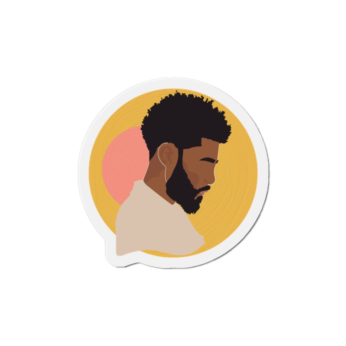 Black Male Silhouette, Warm Sun Background — Magnet