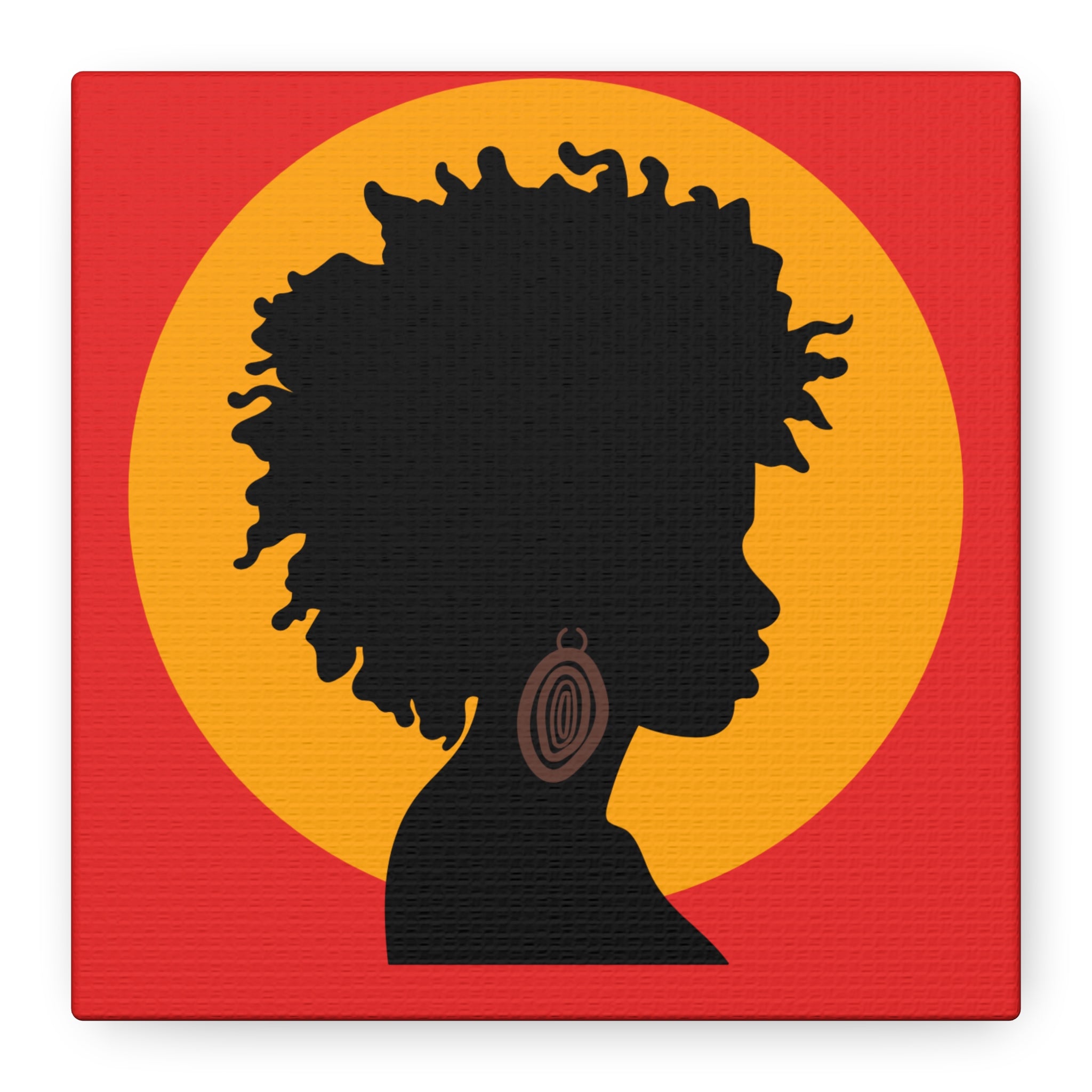 Black Woman Profile with Afro & Earring - Canvas Art