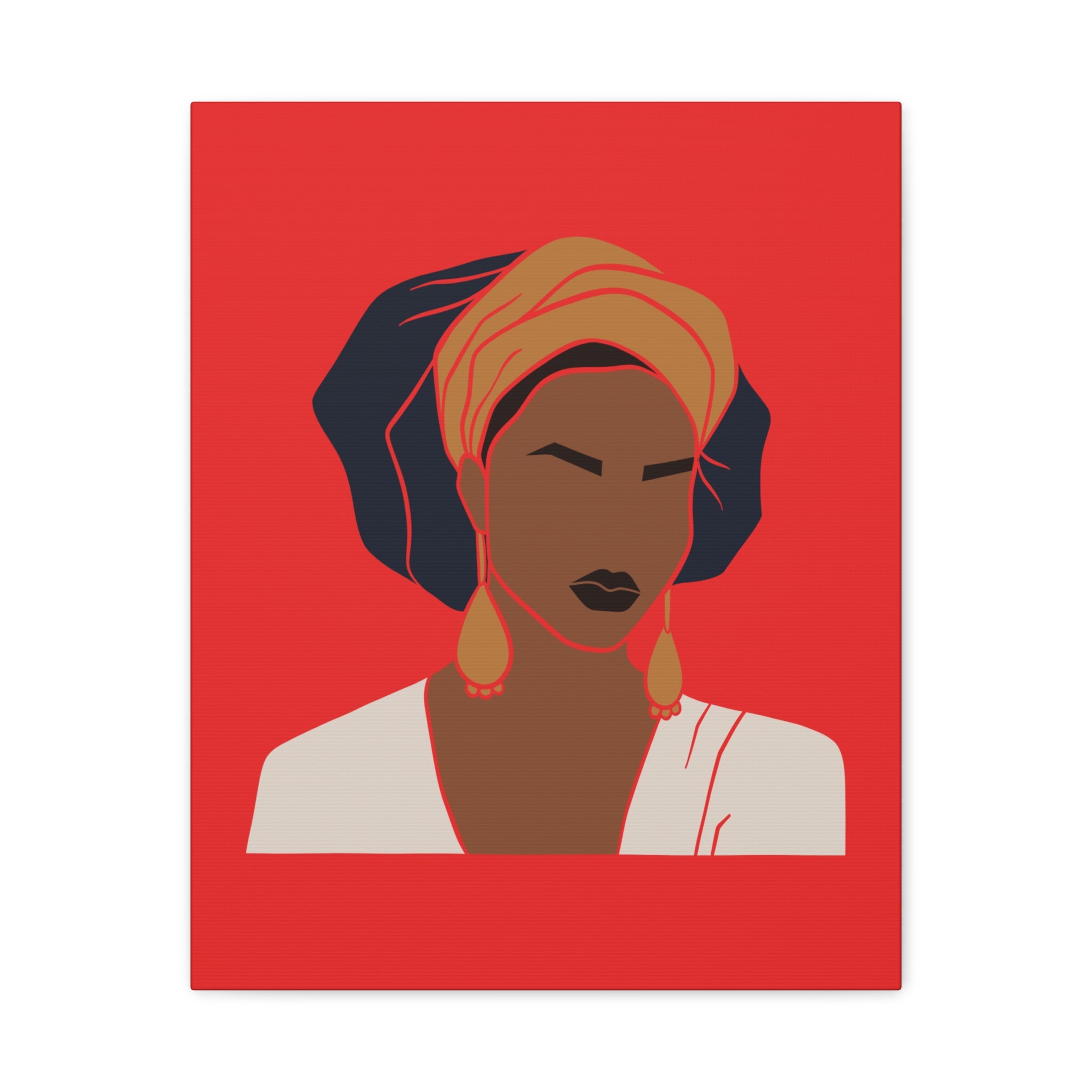 Bold Afrocentric Woman Portrait on Red - Canvas Art