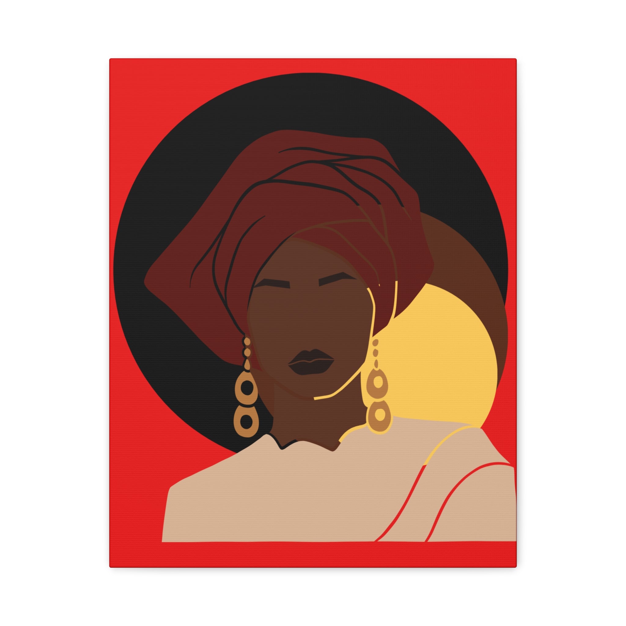 African Woman Black, Brown, and Yellow — Canvas Art