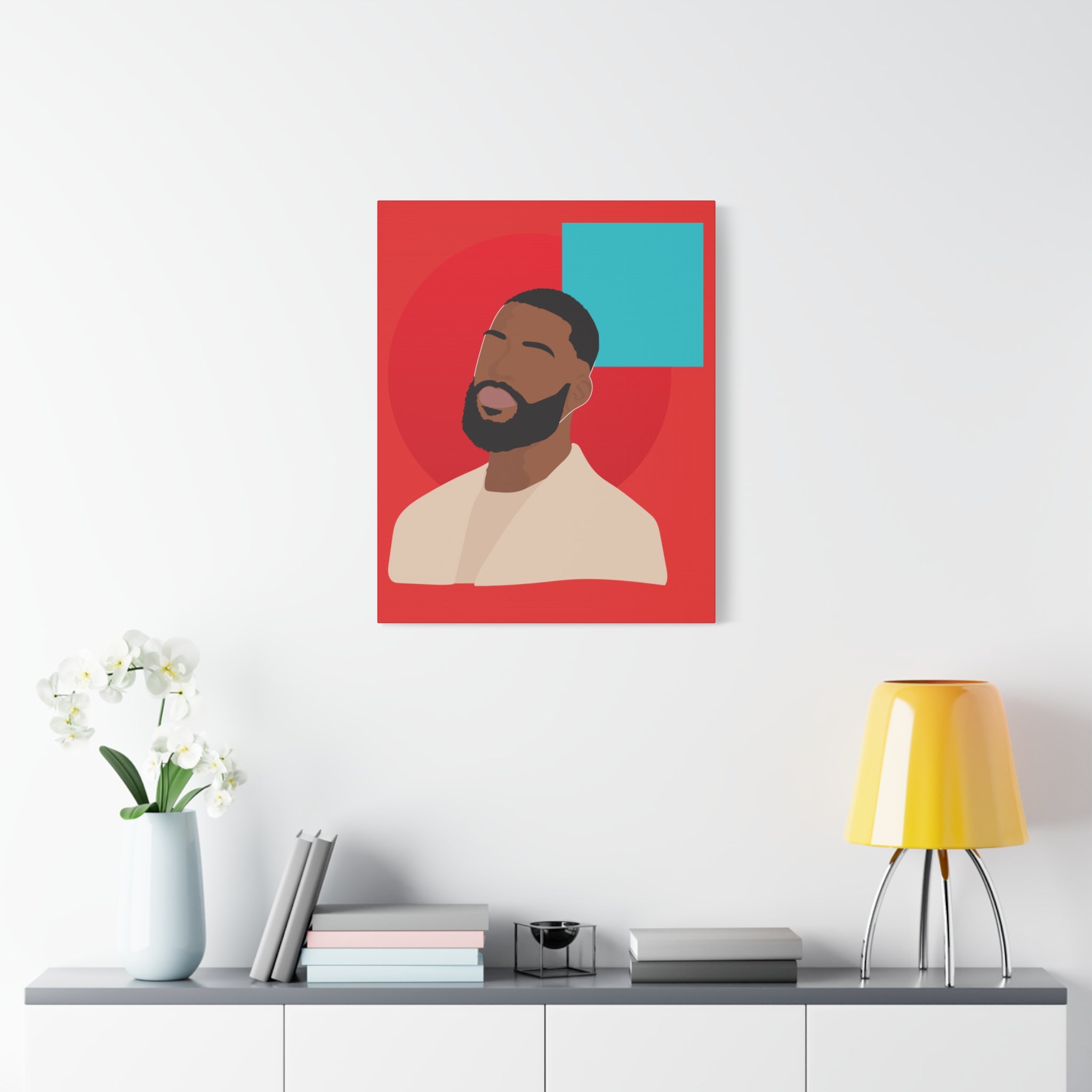 Male Modern Red & Teal — Canvas Art