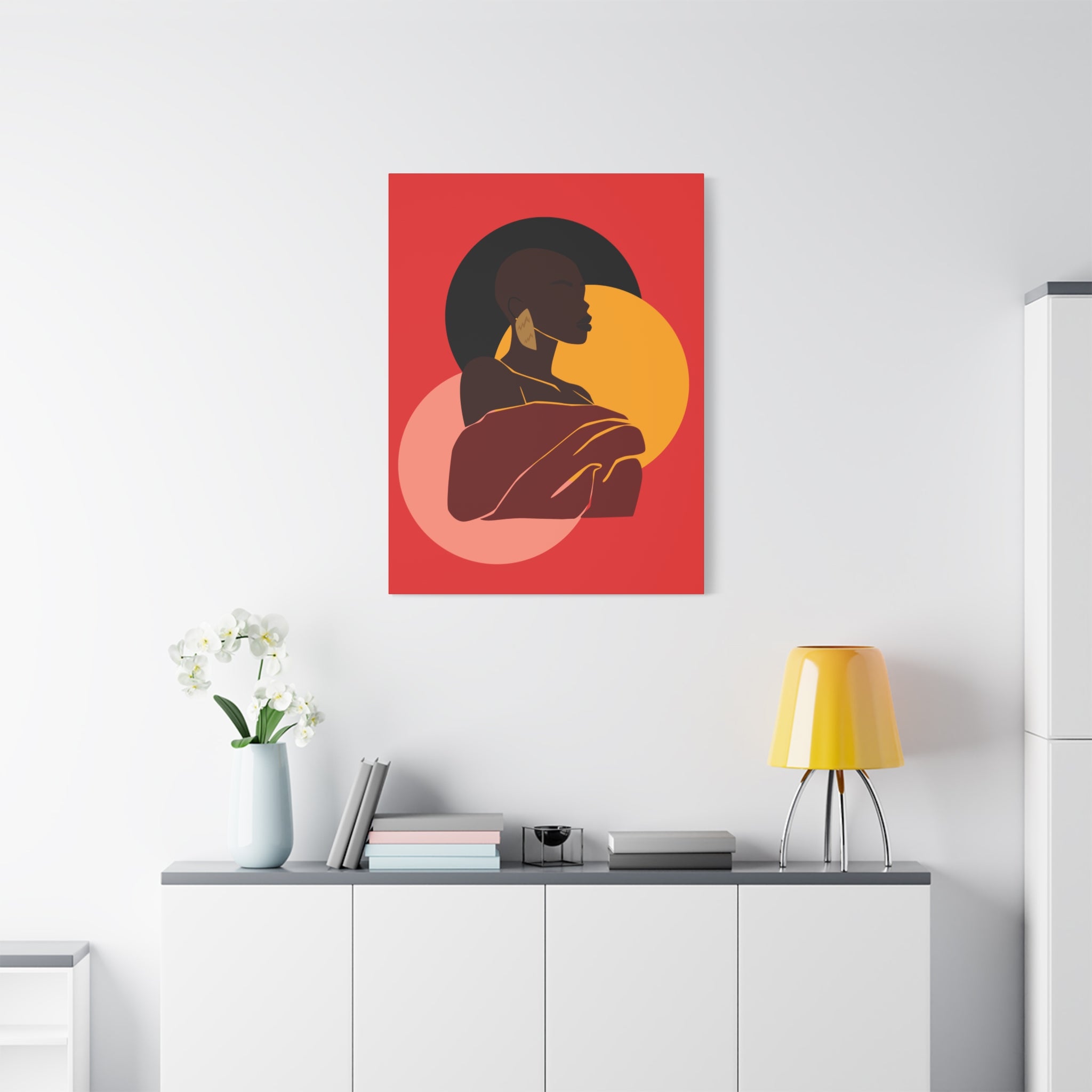 Bold Woman with Circles  –Canvas Art