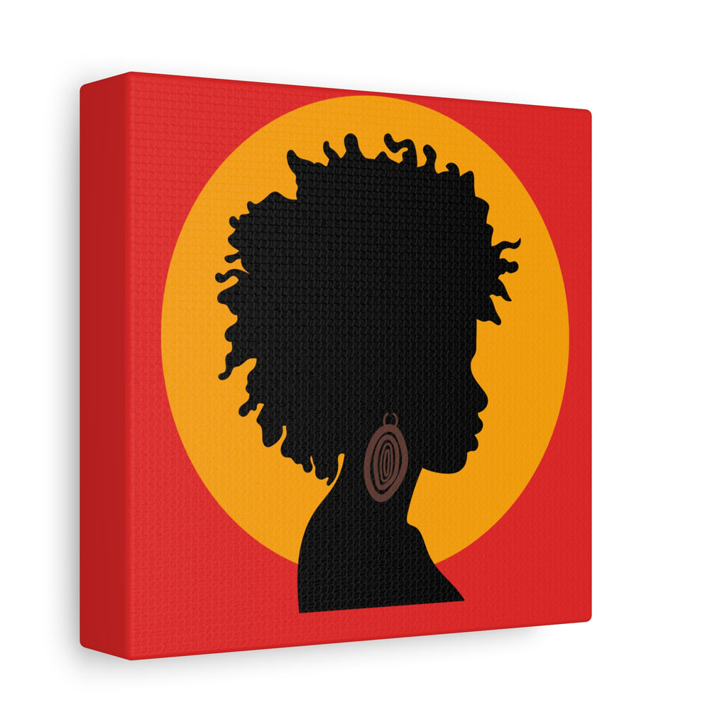 Black Woman Profile with Afro & Earring - Canvas Art