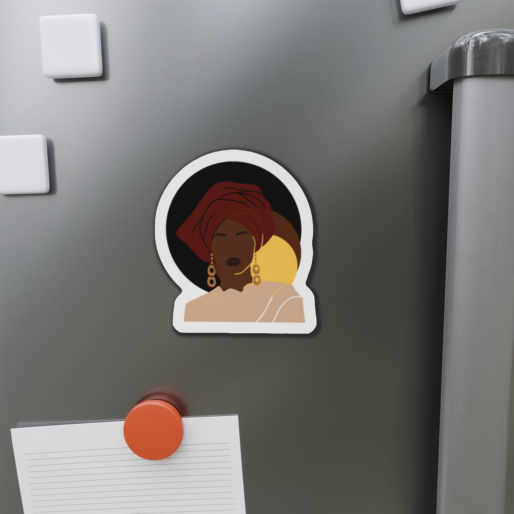 Bold Headwrap & Gold Hoop Woman — Magnet