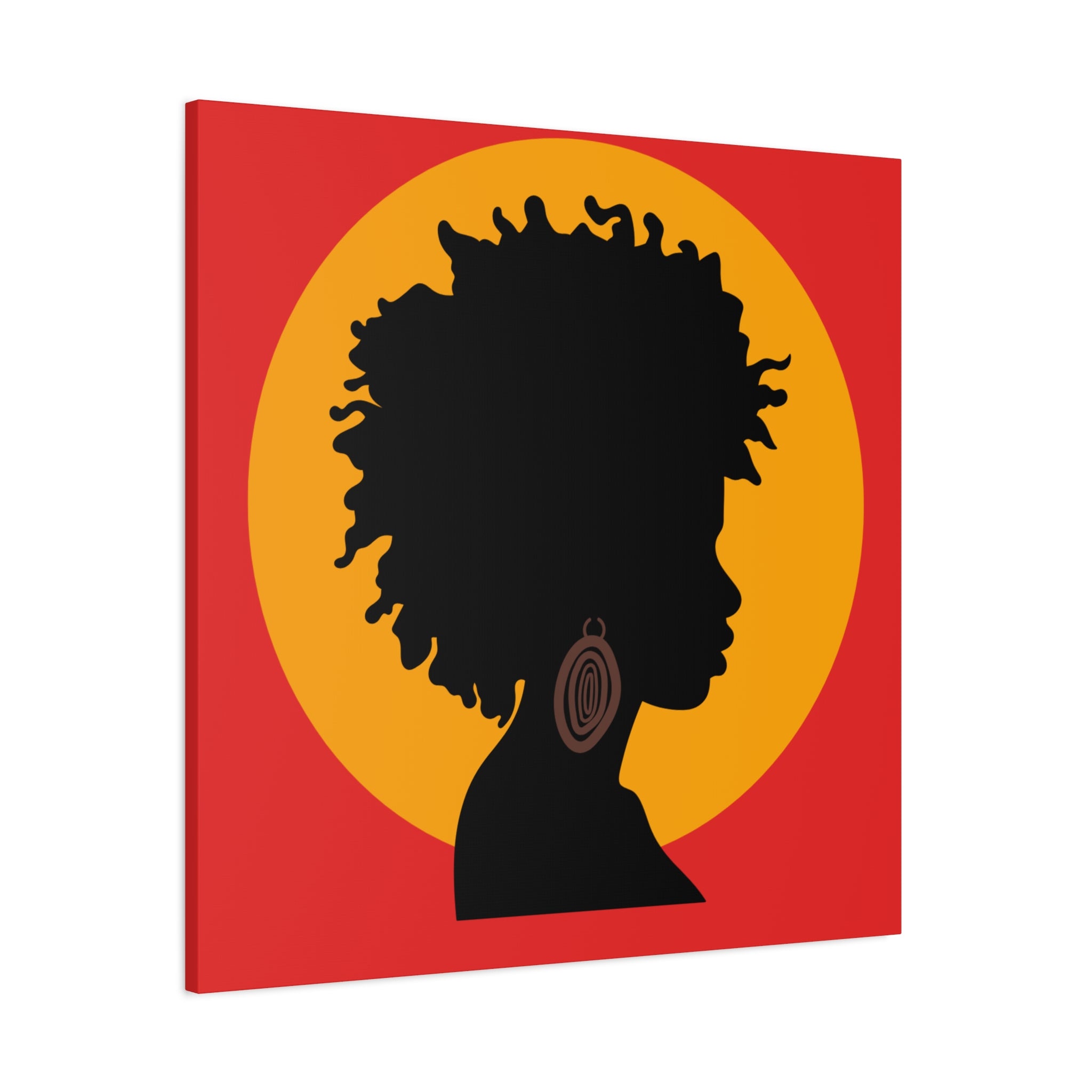 Black Woman Profile with Afro & Earring - Canvas Art
