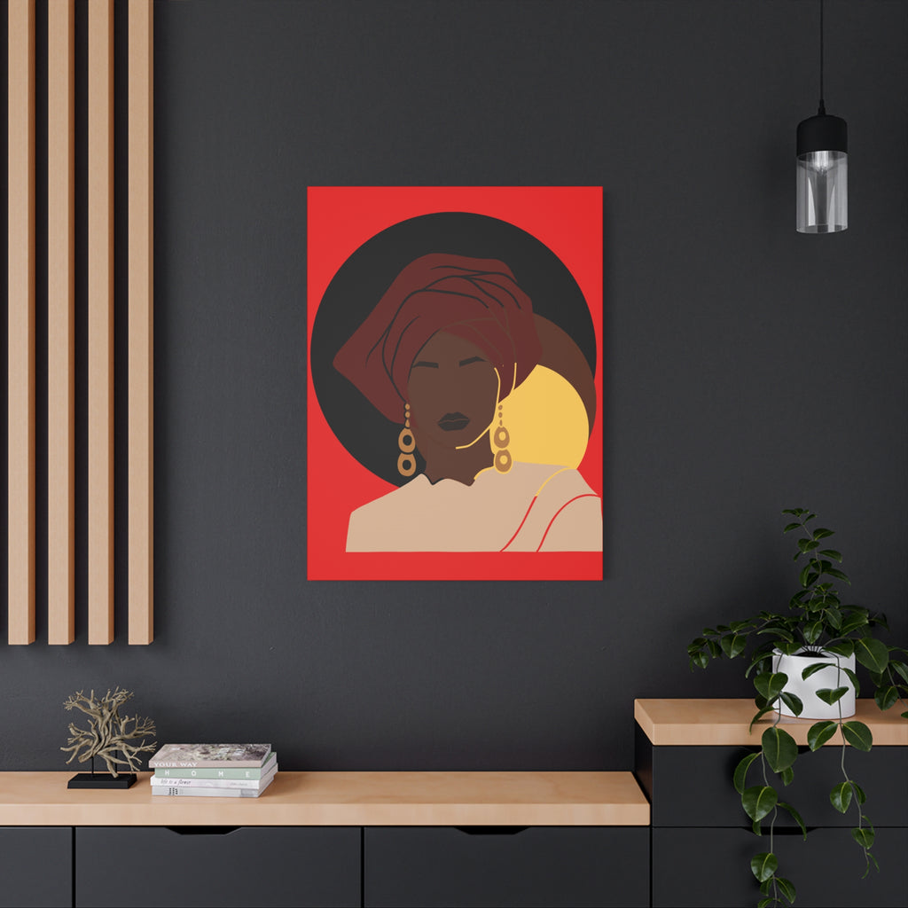 African Woman Black, Brown, and Yellow — Canvas Art