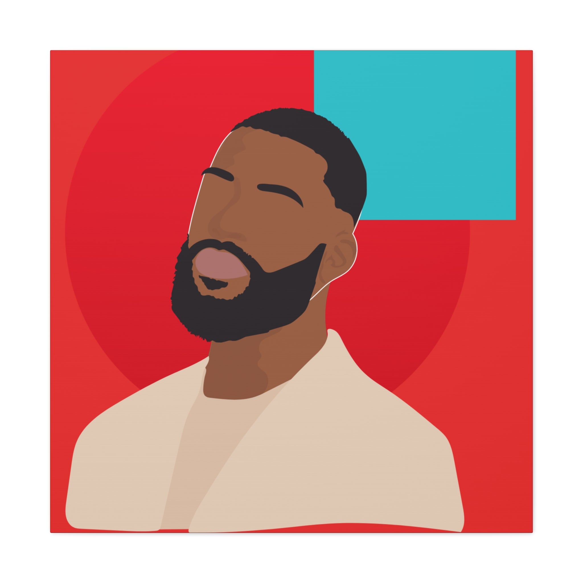 Male Modern Red & Teal — Canvas Art