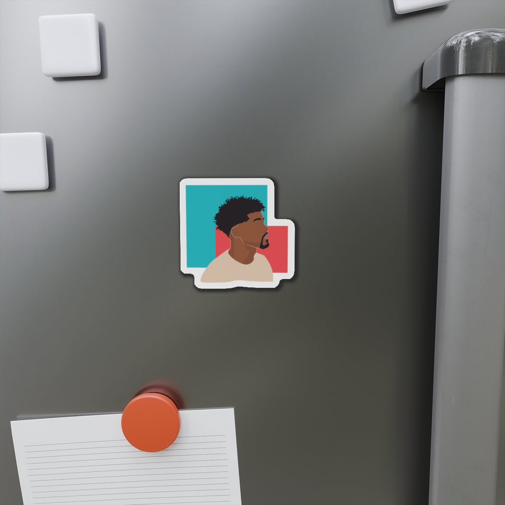 Minimal Afro Male Profile — Die-Cut Magnet