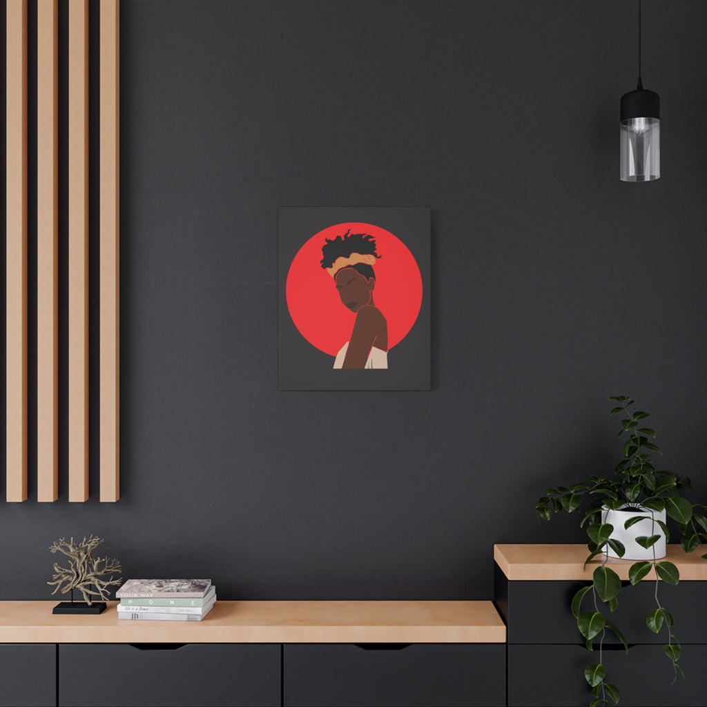 Woman Silhouette with Red Sun — Canvas Art