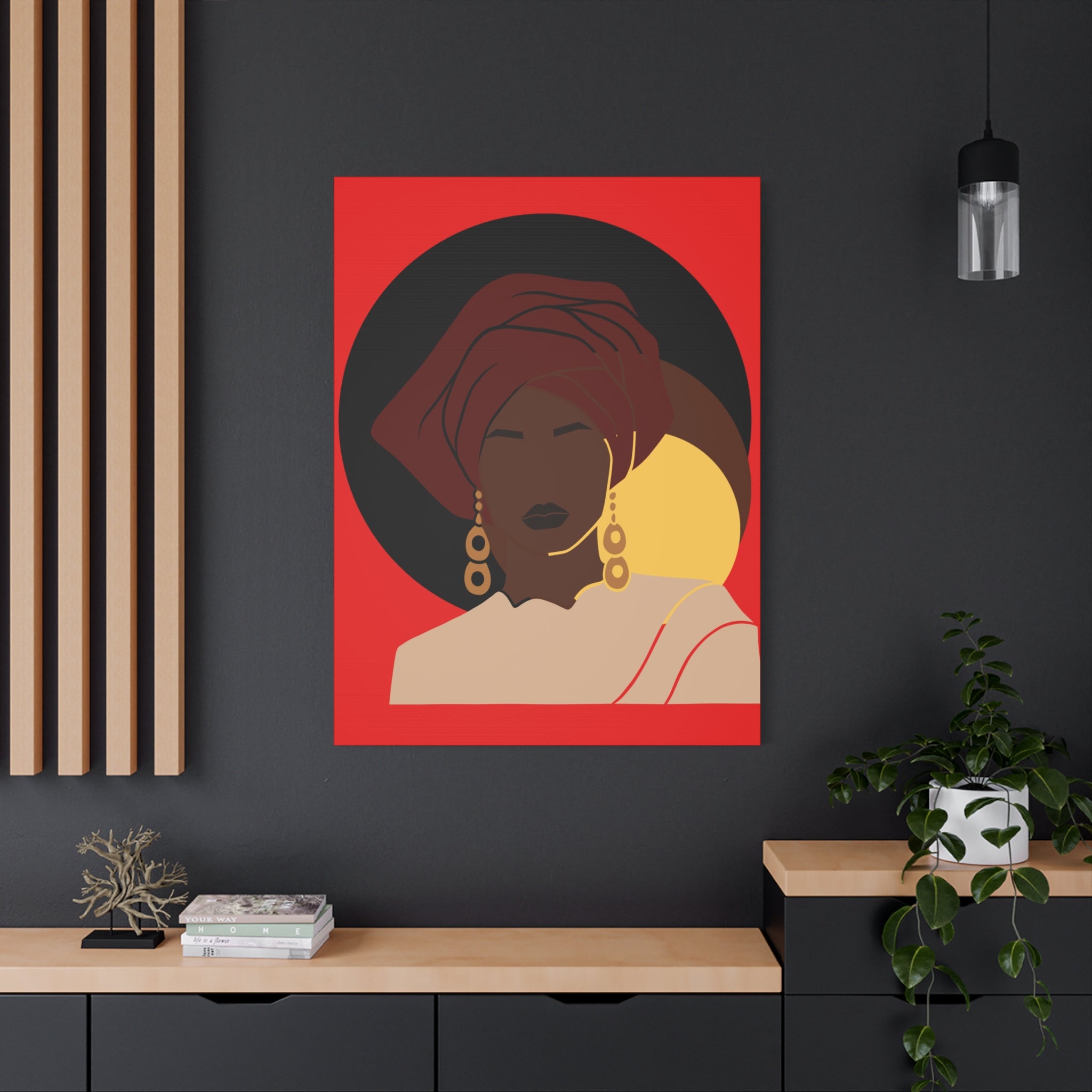 African Woman Black, Brown, and Yellow — Canvas Art